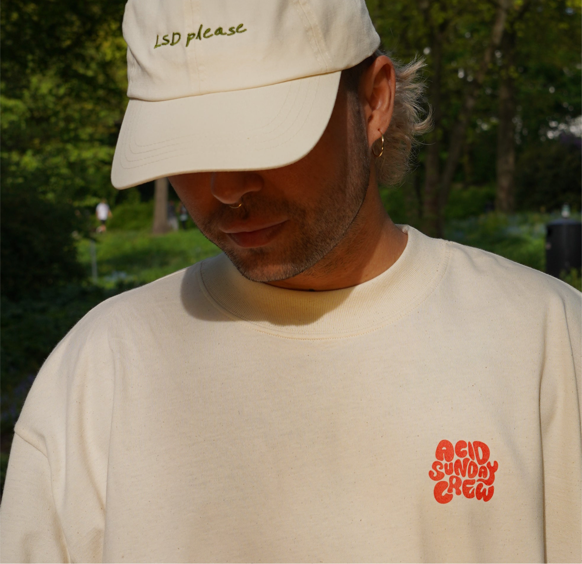 “ACID SUNDAY CREW” Tee – Natural Raw