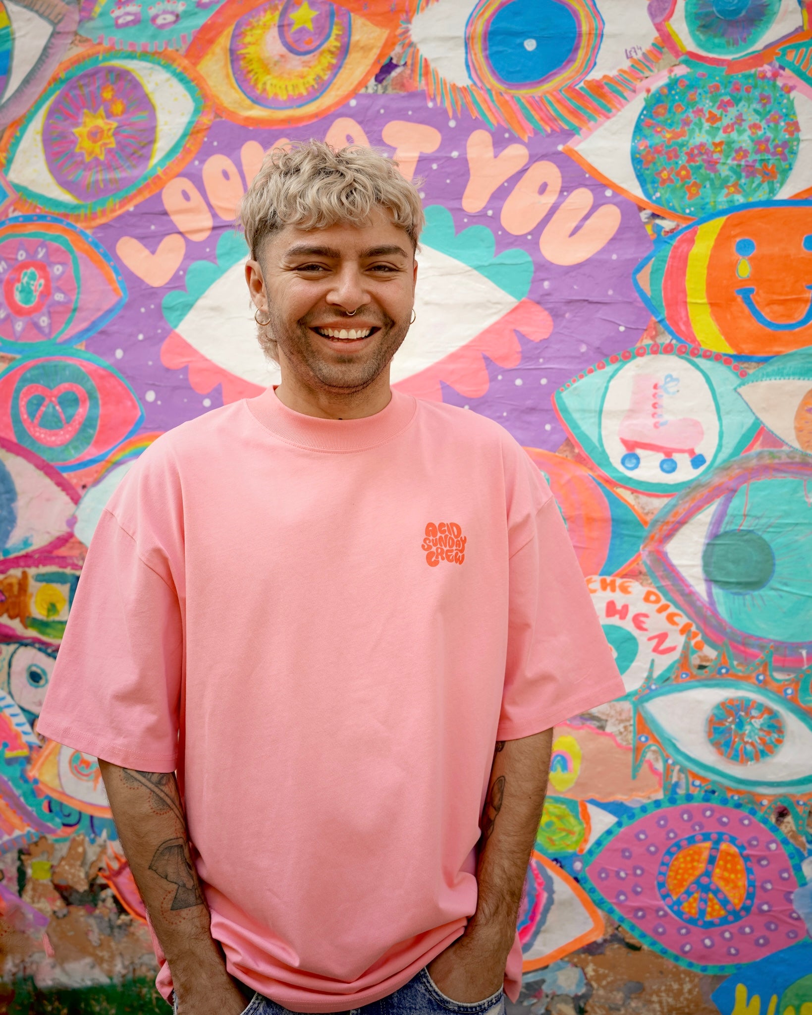 “ACID SUNDAY CREW” Tee – Pink