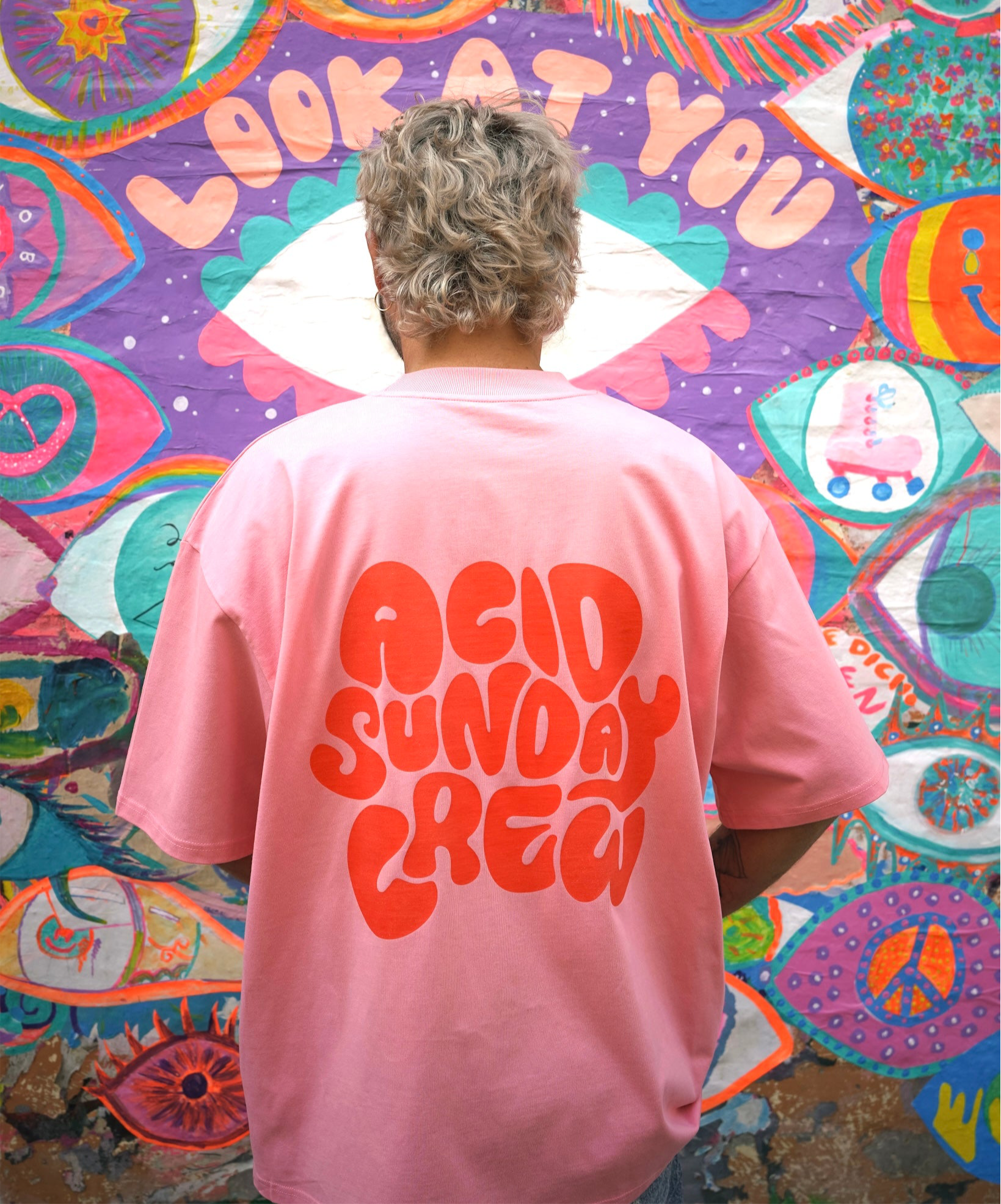 “ACID SUNDAY CREW” Tee – Pink